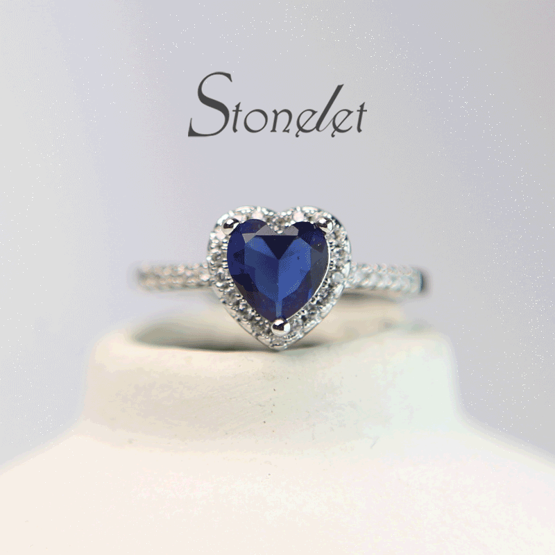 Stonelet Heart Glow 1ct Silver Ring β 5 Colors of Love