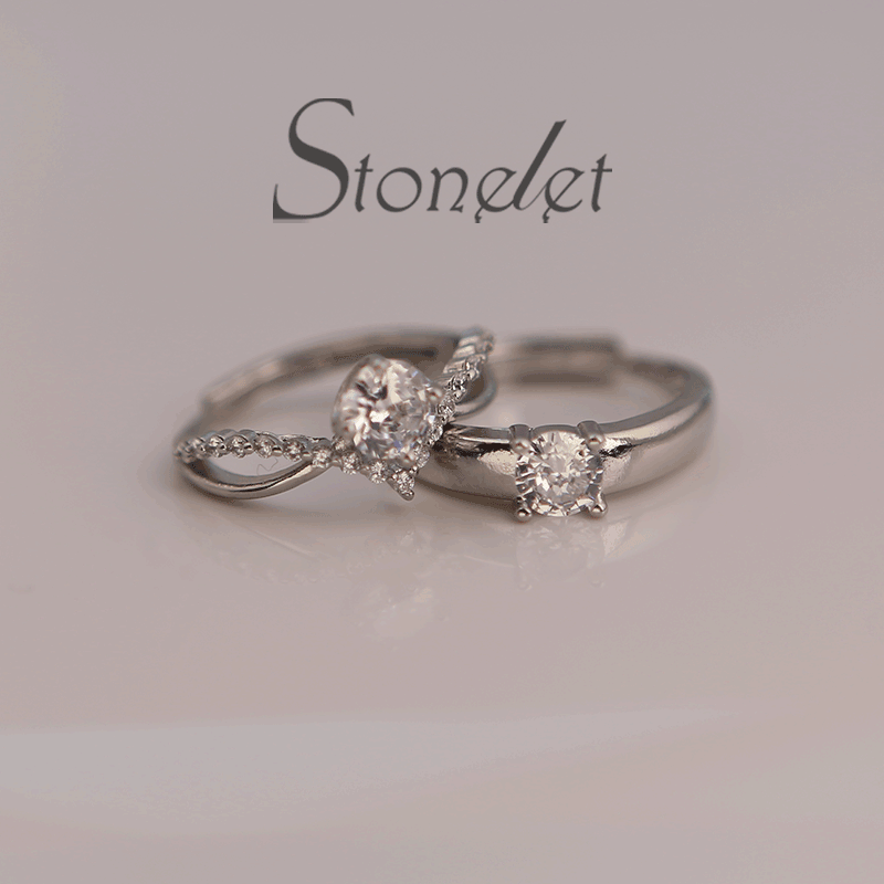 Stonelet S925 Silver Intertwined Love Couple Rings Elegant Minimalist Unique Adjustable Romantic Valentine’s Gift Accessory(Immortal)