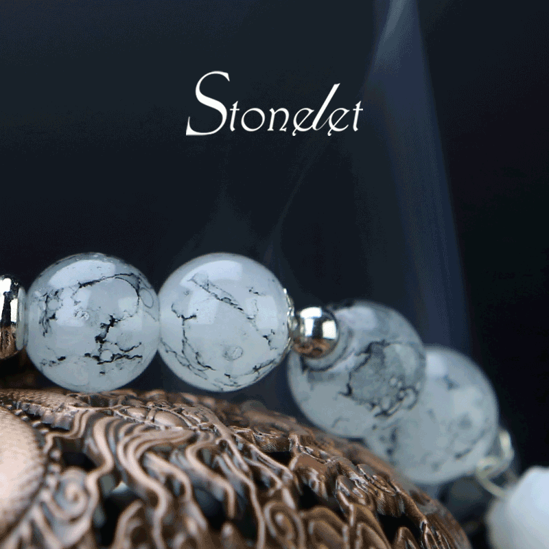 Stonelet British Museum-Inspired Black and White Stone Bracelet Jade-Inspired Pendant Unisex Artistic Design Heritage-Inspired Jewelry-6016