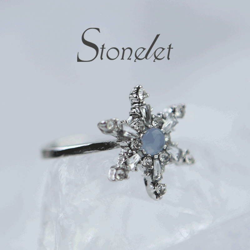 Stonelet Blue Zircon Snowflake Ring Adjustable Chic Elegant Unique Versatile Dinner Date Street Style Gift Accessory
