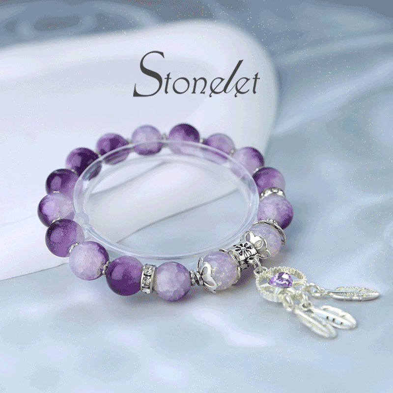 Stonelet Dreamcatcher Beaded Bracelet Feather Blooming Glass Beads Romantic Spirit Inspired Unique Gift for Girlfriend or Friend-6002