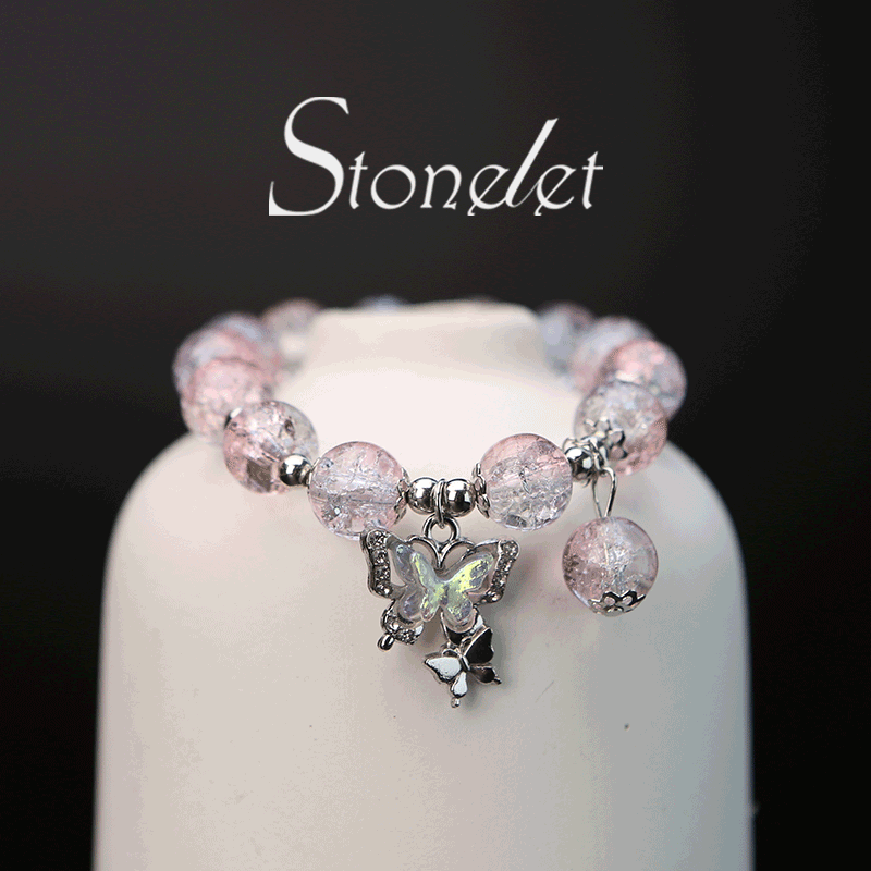 Stonelet Pink Blue Galaxy Star Bracelet Icy Glossy Beads Dreamy Sweet Style Unique Design Chic Gift for Best Friends-6022