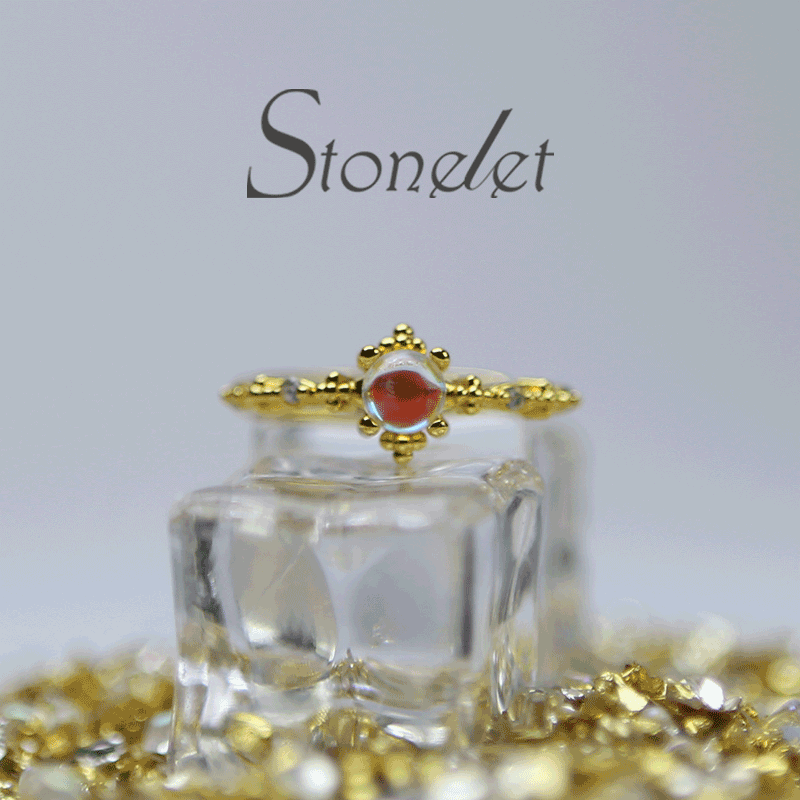 Stonelet Moonstone Ring French Vintage Enchanted Elegant Delicate Mystical Dream Date Daily Gift Accessory