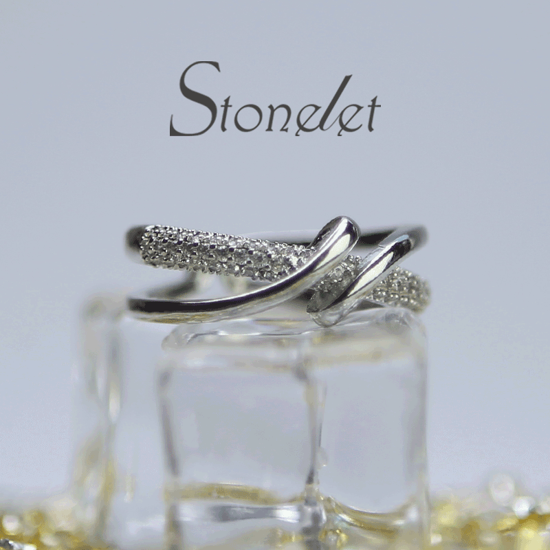 Stonelet Cross Band Ring Adjustable Dainty Minimalist Chic Edgy Unique Daily Street Date Gift Accessory