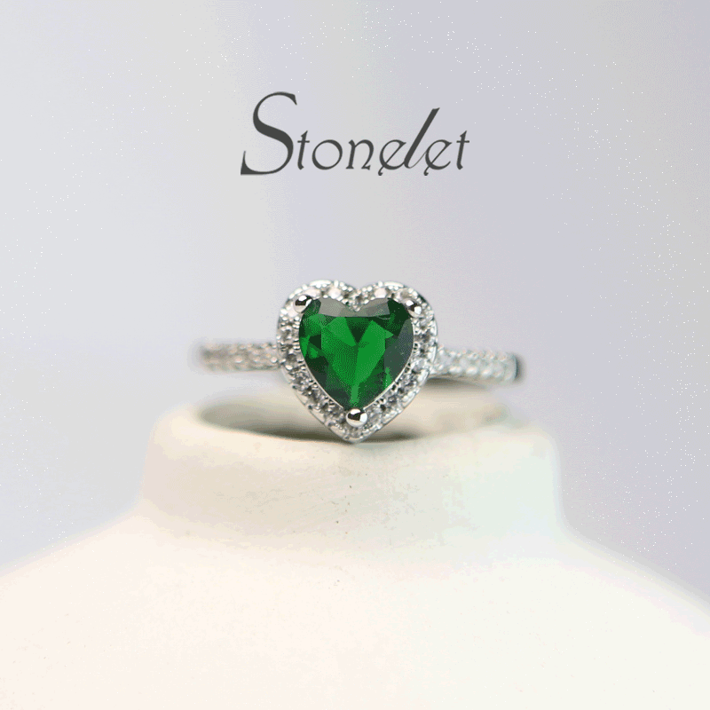 Stonelet Heart Glow 1ct Silver Ring – 5 Colors of Love