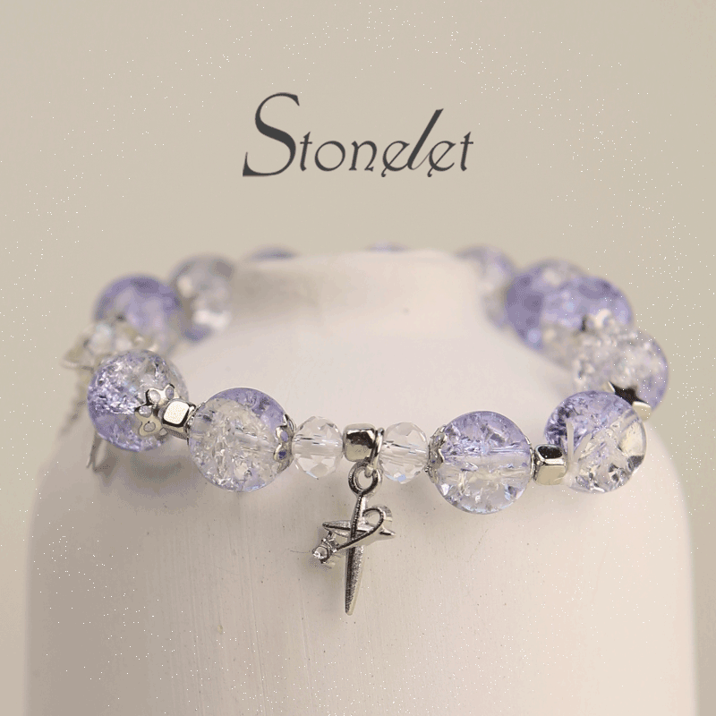 Stonelet Lavender Crystal-Inspired Glass Bracelet Starlit Detailing Unique Artistic Design Romantic Style Delicate Gift Jewelry-6020