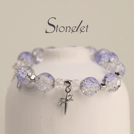 Stonelet Lavender Crystal-Inspired Glass Bracelet Starlit Detailing Unique Artistic Design Romantic Style Delicate Gift Jewelry-6020