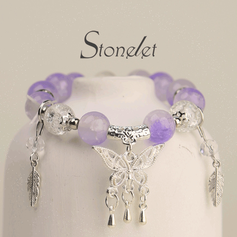 Stonelet Moon Star Gradient Crystal Butterfly Bracelet Colorful Elegant Texture Modern Oriental Design Everyday Student Style Gift for Friends-6021
