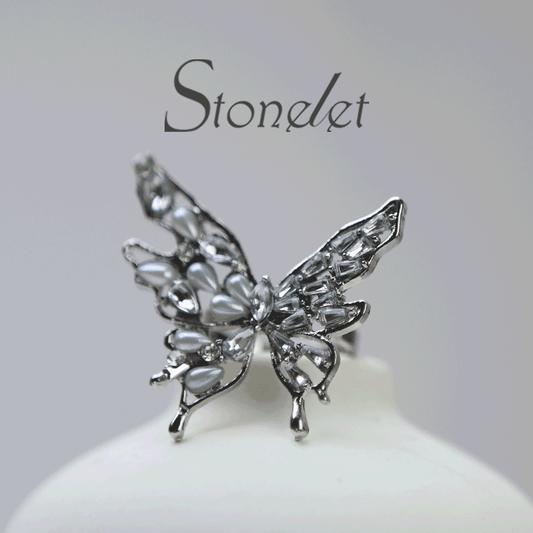 Stonelet Butterfly Statement Ring Adjustable Elegant Luxe Bold Unique Chic Daily Party Date Gift Accessory