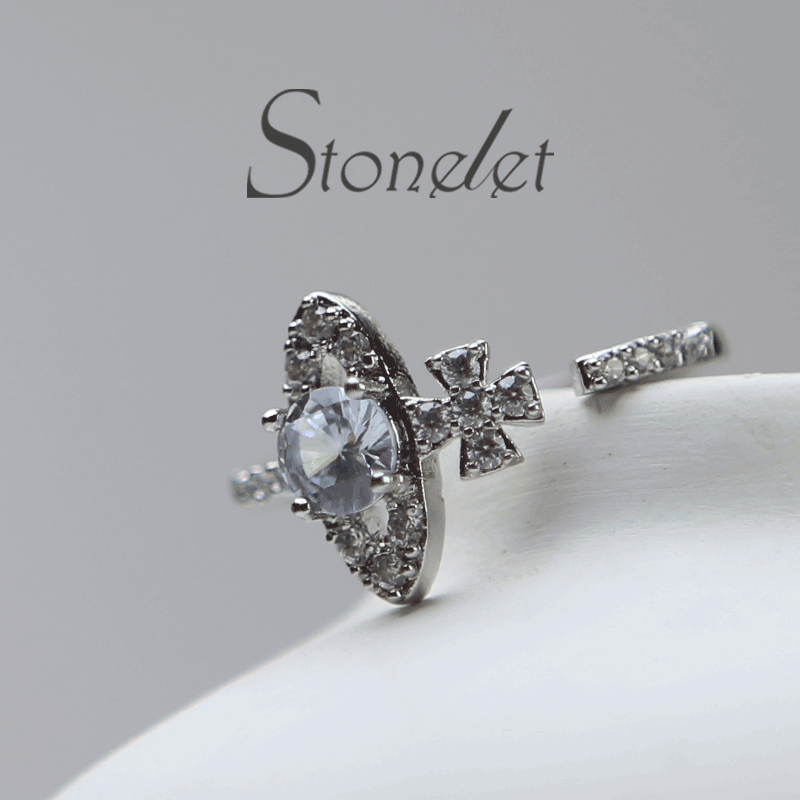 Stonelet Saturn Sparkling Ring Adjustable Planet Inspired Chic Unique Elegant Dainty Couple Date Gift Accessory