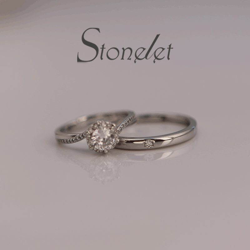 Stonelet Moissanite Couple Rings Adjustable Faux Diamond Wedding Engagement Ceremony Photo Prop Gift Accessory