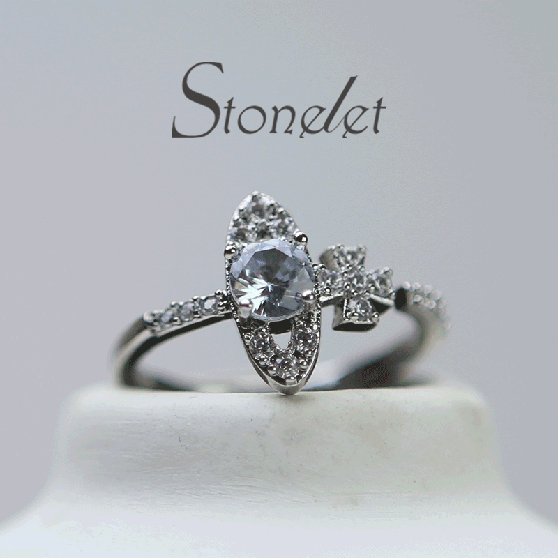 Stonelet Saturn Sparkling Ring Adjustable Planet Inspired Chic Unique Elegant Dainty Couple Date Gift Accessory