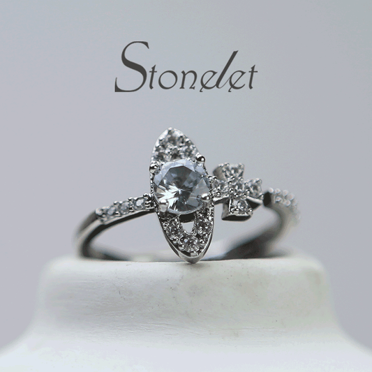 Stonelet Saturn Sparkling Ring Adjustable Planet Inspired Chic Unique Elegant Dainty Couple Date Gift Accessory