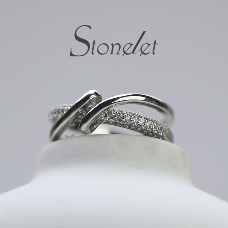 Stonelet Cross Band Ring Adjustable Dainty Minimalist Chic Edgy Unique Daily Street Date Gift Accessory