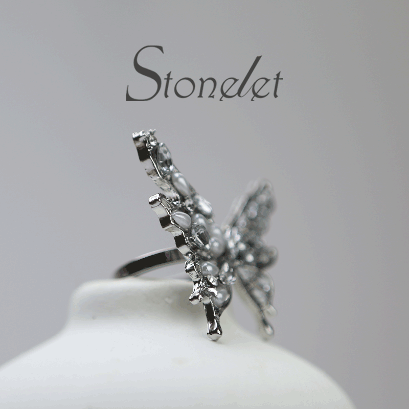 Stonelet Butterfly Statement Ring Adjustable Elegant Luxe Bold Unique Chic Daily Party Date Gift Accessory