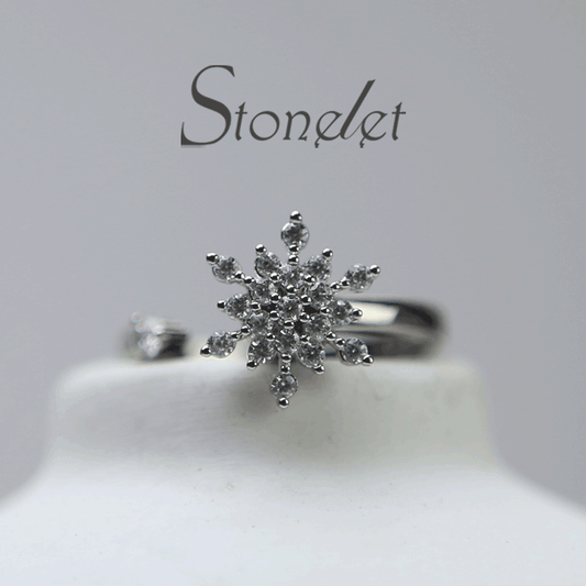 Stonelet Snowflake Rotatable Ring Adjustable Stylish UniqueDainty Eye-catching Party Daily Gift Fashion Accessory