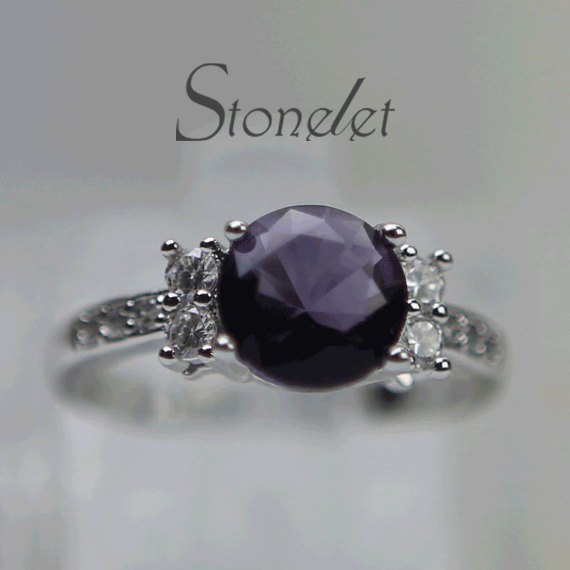 Stonelet Lab Amethyst Ruby Ring 1.5ct Luxurious Elegant Bold Vintage Violet Statement Party Date Gift Accessory