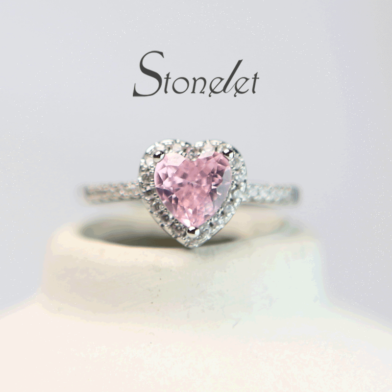 Stonelet Heart Glow 1ct Silver Ring – 5 Colors of Love