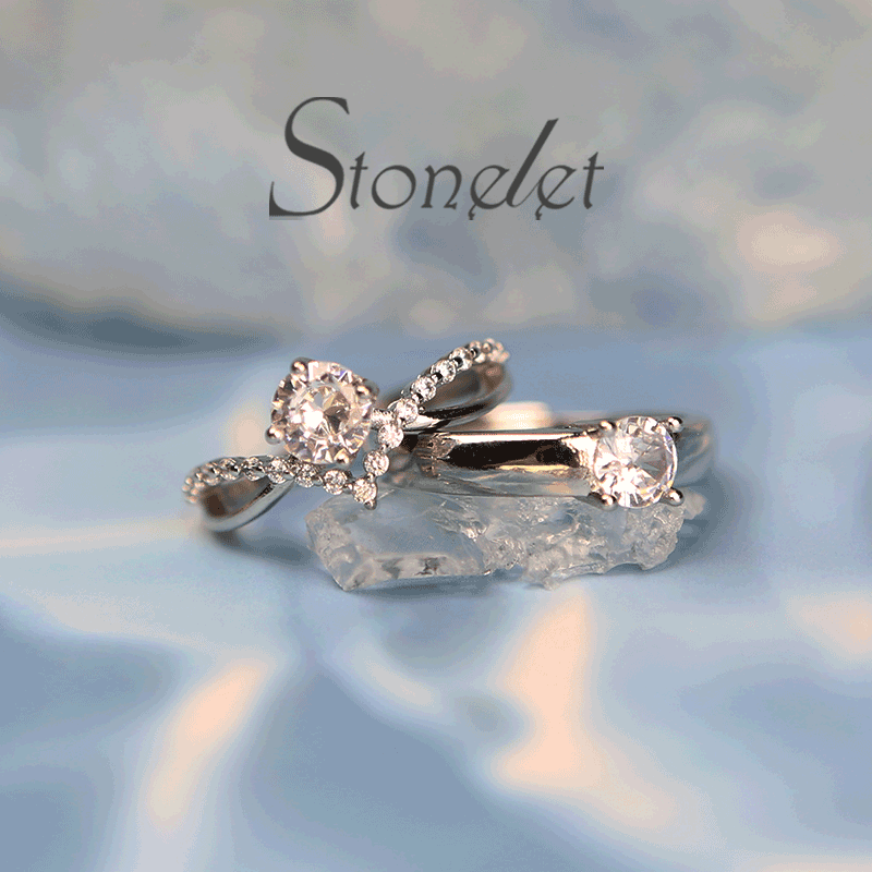 Stonelet S925 Silver Intertwined Love Couple Rings Elegant Minimalist Unique Adjustable Romantic Valentine’s Gift Accessory(Immortal)