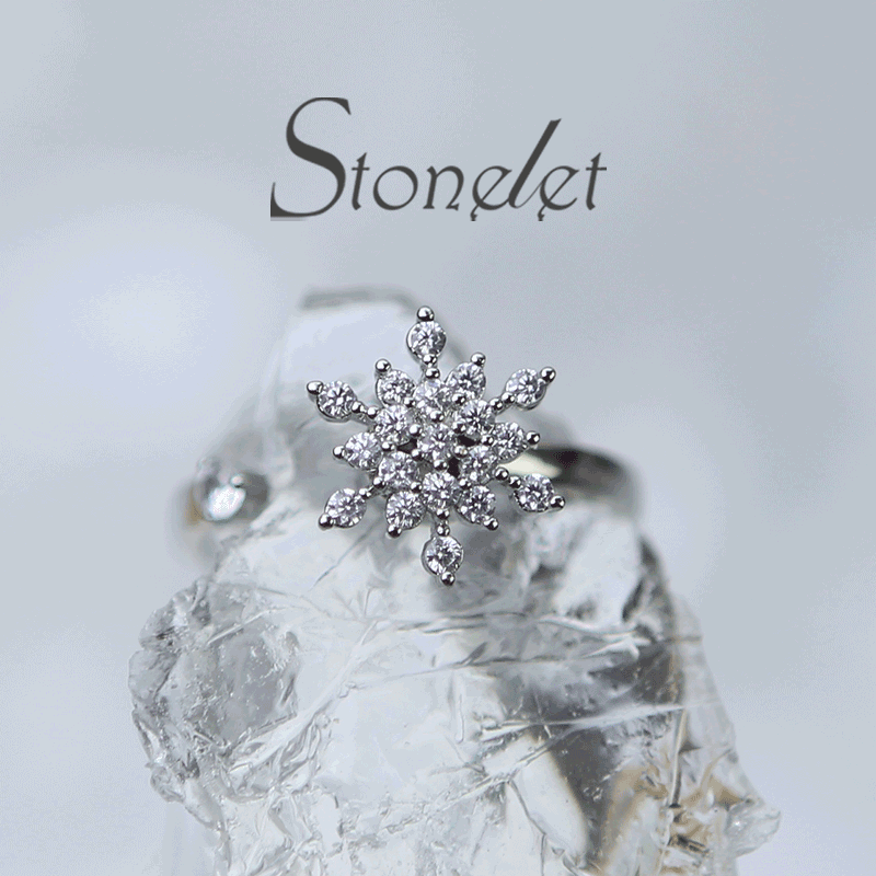 Stonelet Snowflake Rotatable Ring Adjustable Stylish UniqueDainty Eye-catching Party Daily Gift Fashion Accessory