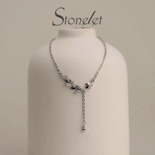 Stonelet Silver Wheat Necklace Elegant Unique Luxe Trendy 2025 Autumn Winter Sweater Collarbone Daily Party Gift Accessory