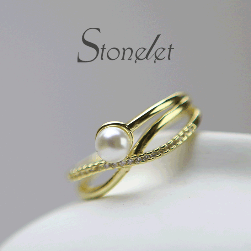 Stonelet Cross Pearl Ring Adjustable Fashionable Elegant Chic Versatile 2025 Daily Date Party Gift Accessory