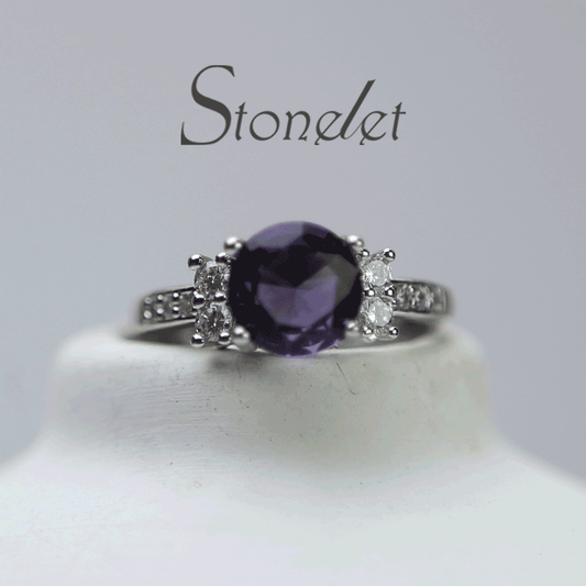 Stonelet Lab Amethyst Ruby Ring 1.5ct Luxurious Elegant Bold Vintage Violet Statement Party Date Gift Accessory