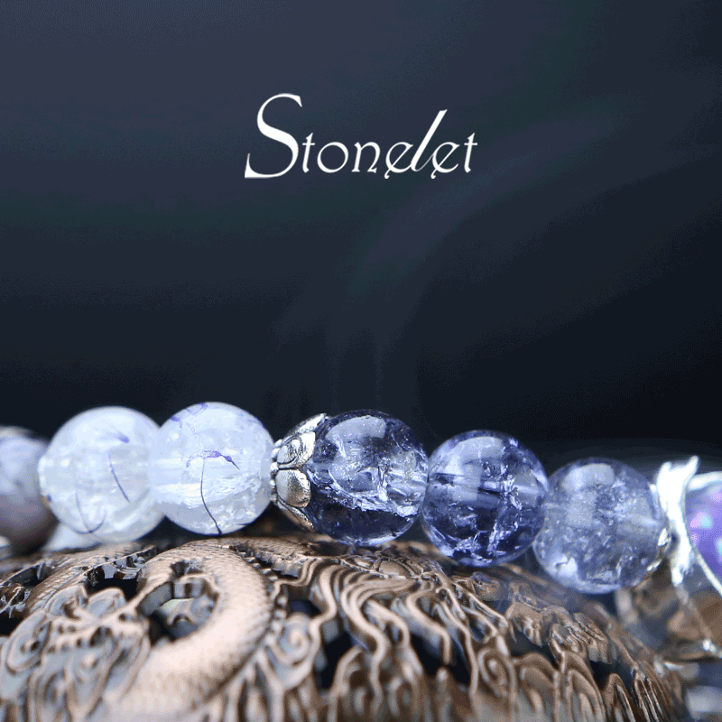 Stonelet Mushan Purple Vintage Fairy Bracelet Unique Ethereal Design Glass Beads Blue-Purple Courage Energy Stone Gift for Friends-6010