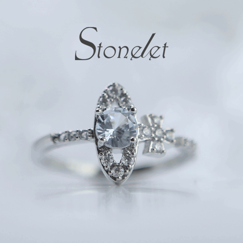 Stonelet Saturn Sparkling Ring Adjustable Planet Inspired Chic Unique Elegant Dainty Couple Date Gift Accessory