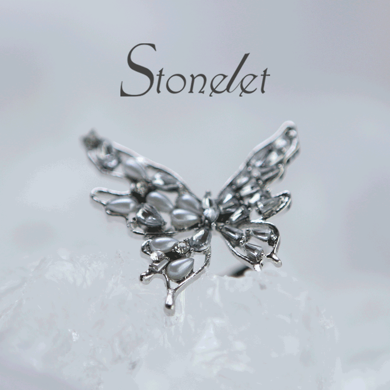 Stonelet Butterfly Statement Ring Adjustable Elegant Luxe Bold Unique Chic Daily Party Date Gift Accessory