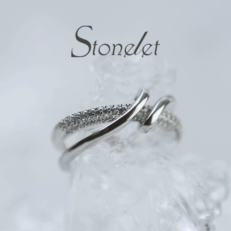 Stonelet Cross Band Ring Adjustable Dainty Minimalist Chic Edgy Unique Daily Street Date Gift Accessory
