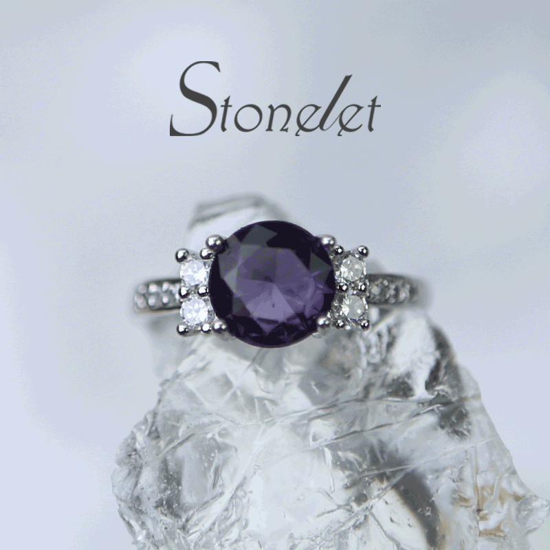 Stonelet Lab Amethyst Ruby Ring 1.5ct Luxurious Elegant Bold Vintage Violet Statement Party Date Gift Accessory