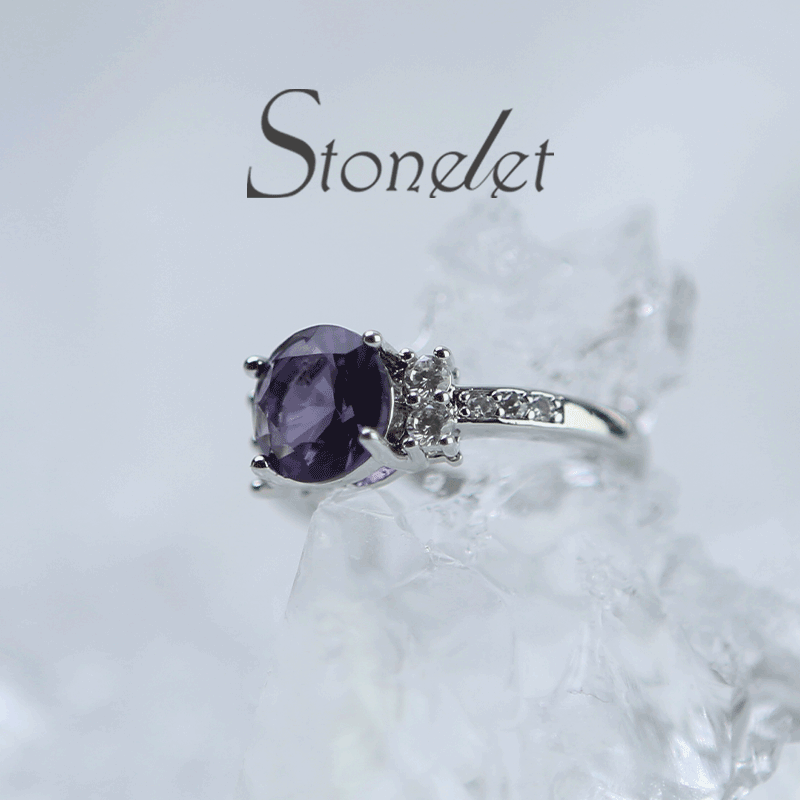 Stonelet Lab Amethyst Ruby Ring 1.5ct Luxurious Elegant Bold Vintage Violet Statement Party Date Gift Accessory