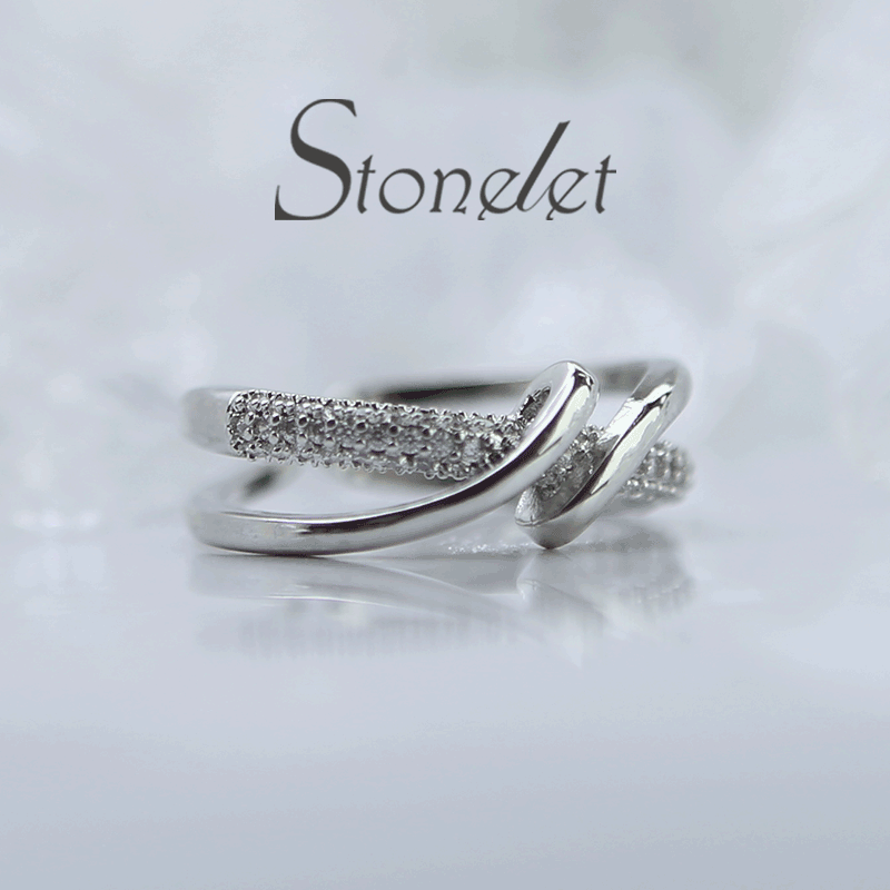 Stonelet Cross Band Ring Adjustable Dainty Minimalist Chic Edgy Unique Daily Street Date Gift Accessory