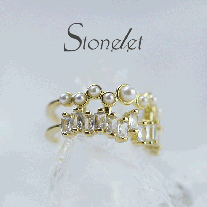 Stonelet Zircon Pearl Double Layer Ring French Gentle Adjustable Elegant Unique Chic 2025 Party Street Date Gift Accessory
