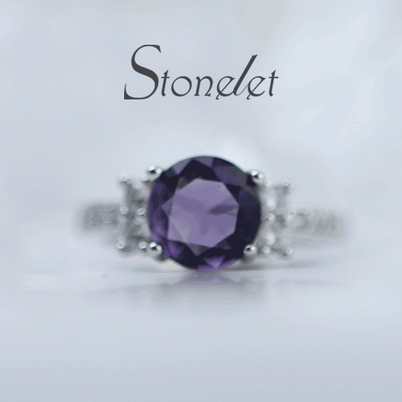 Stonelet Lab Amethyst Ruby Ring 1.5ct Luxurious Elegant Bold Vintage Violet Statement Party Date Gift Accessory