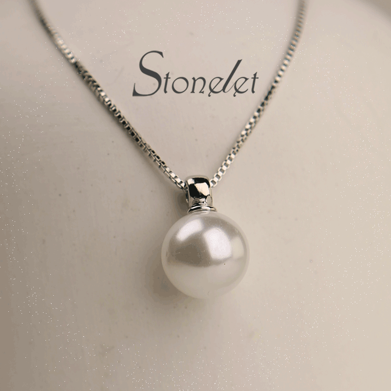 Stonelet Single Pearl Necklace Titanium Steel Elegant Minimalist Unique Chic Lightweight Collarbone Daily Party Gift Accessory