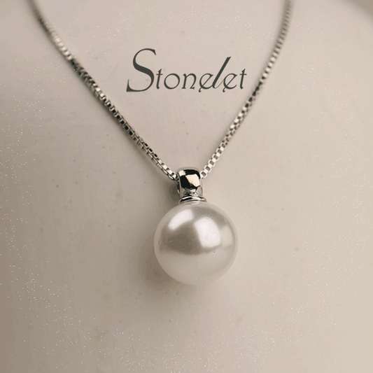 Stonelet Single Pearl Necklace Titanium Steel Elegant Minimalist Unique Chic Lightweight Collarbone Daily Party Gift Accessory